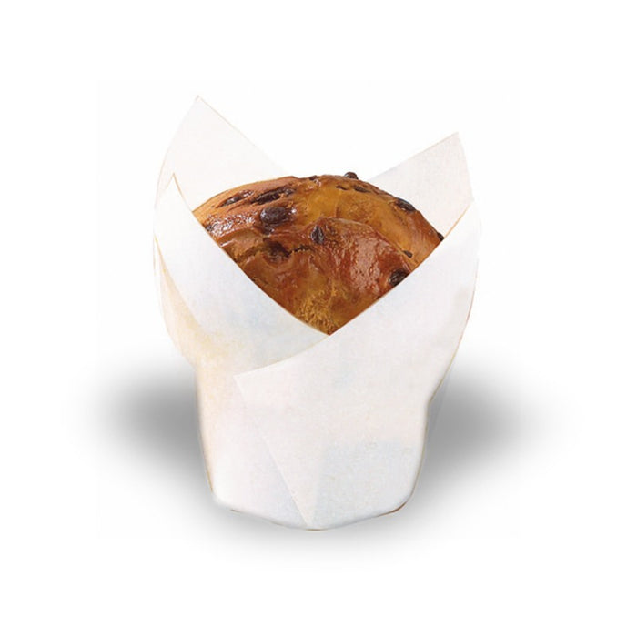 Caissette de cuisson forme tulipe en papier blanc siliconé - Ø 4,5 cm - 120 unités
