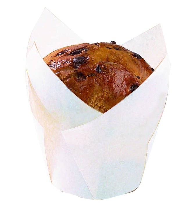 Caissette de cuisson forme tulipe en papier blanc siliconé - 15 cm x 15 cm x 8 cm - 100 unités