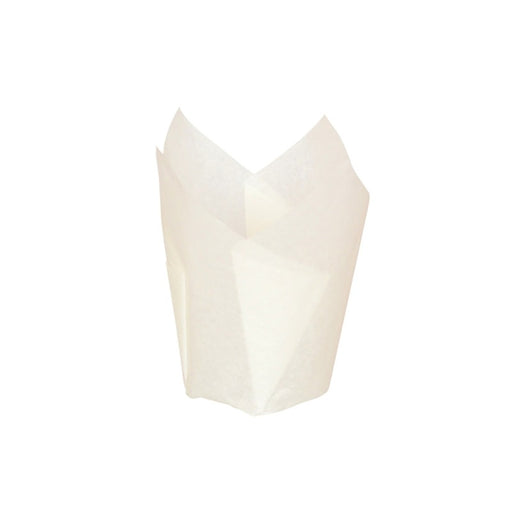 Caissette de cuisson forme tulipe en papier blanc siliconé - 15 cm x 15 cm x 8 cm - 100 unités