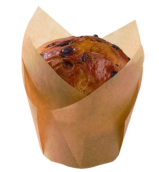 Caissette de cuisson forme tulipe en papier brun siliconé - Ø 4,5 cm - 100 unités