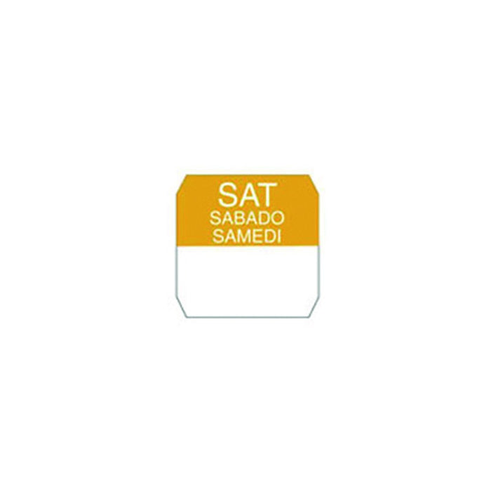 Rouleau étiquette soluble orange samedi 2,5 cm x 2,5 cm - 1000 unités