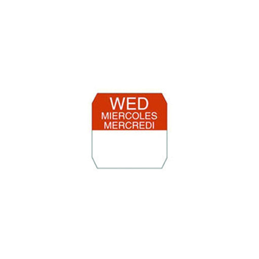 Rouleau étiquette soluble rouge mercredi 2,5 cm x 2,5 cm - 1000 unités