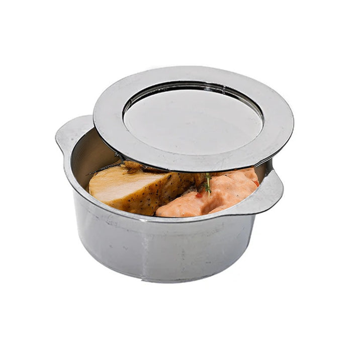 Mini chaudron plastique PS argenté avec couvercle - Ø 6,9 cm - H 3,4 cm - 24 unités