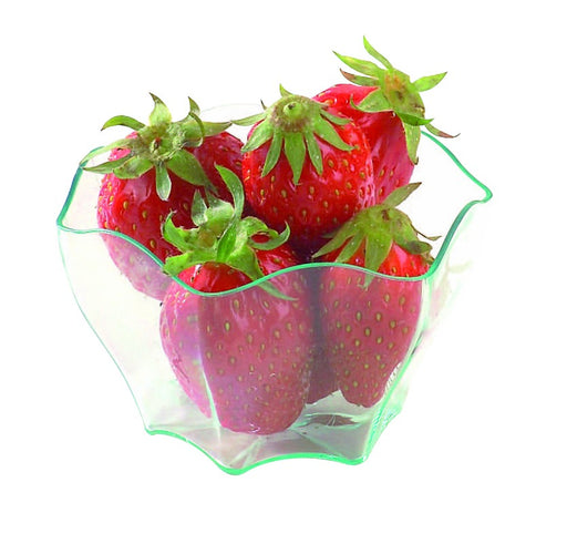 Mise en bouche plastique PS vert transparente forme fleur "Deva" 60 ml 6 cm x 5,5 cm x 4,7 cm - 12 unités