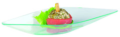 Mise en bouche plastique PS vert transparente forme diamant "Eleni" 15 ml 13 cm x 4,1 cm x 2 cm - 24 unités