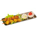 Assiette plastique PS argentée rectangulaire "Lashà" 19 cm x 6,5 cm x 1 cm - 50 unités