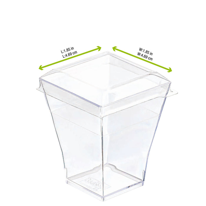 Couvercle PET transparent carré plat "Taiti" 4,6 cm x 4,6 cm x 1 cm - Compatible avec 209MBTAITI, 209MBTAITIB, 209MBTAITIN, 209MBTAITIV - 200 unités