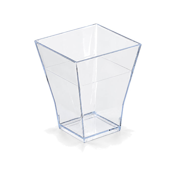 Verrine pyramidale plastique PS transparente « Taïti » - 120 ml - 5 cm x 5 cm x 7 cm