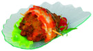 Mini assiette plastique PS verte transparente forme feuille ?Titos? 10,5 cm x 7 cm - 24 unités