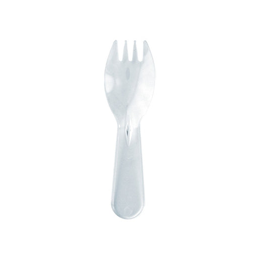 Mini spork plastique transparente 90 - 100 unités