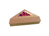 Boîte pâtissière triangulaire carton brun avec couvercle à fenêtre 15,5 cm x 13 cm x 4,5 cm - 50 unités
