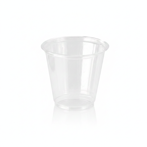 Pot à sauce rond en plastique PET transparent - 150 ml - Ø 7,4 cm - H 7 cm - 50 unités