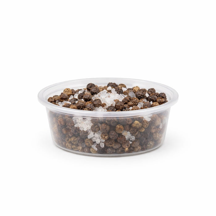 Pot plastique PS translucide rond 80 ml - Ø 7,4 cm - H 3,2 cm - 100 unités