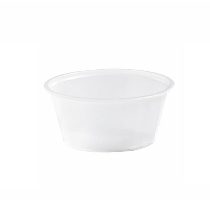 Pot plastique PS translucide rond 80 ml - Ø 7,4 cm - H 3,2 cm - 100 unités