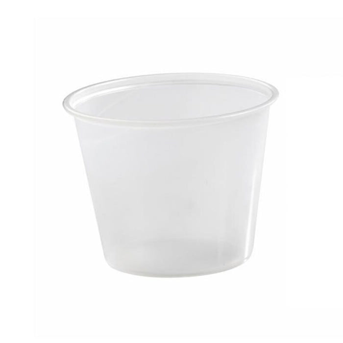 Pot plastique PS translucide rond 150 ml - Ø 7,4 cm - H 5,9 cm - 100 unités
