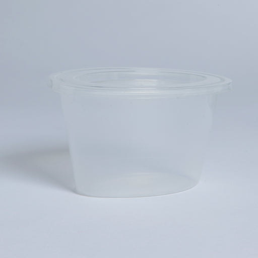 Pot à sauce ovale en plastique PP translucide avec couvercle - 150 ml - 500 unités