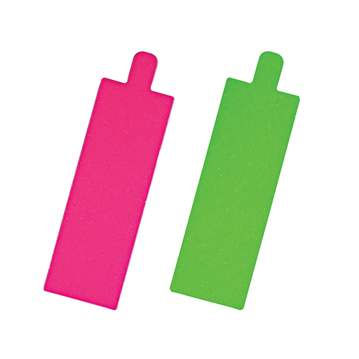 Rectangle avec languette carton double face anis/fuchsia - 13 cm x 4,5 cm - 200 unités