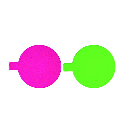 Rond avec languette carton double face anis/fushia - Ø 8 cm - 200 unités
