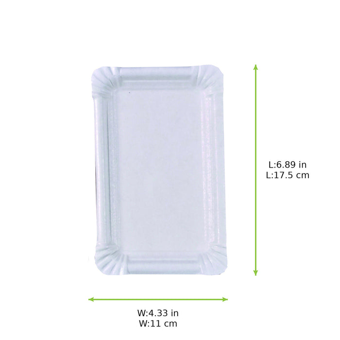 Assiette rectangulaire blanche en carton recyclé - 17,5 cm x 11 cm - 250 unités