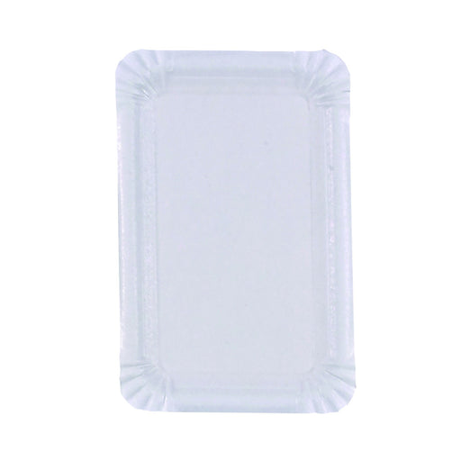 Assiette rectangulaire en carton recyclé blanc 13 x 20 cm - 100 unités