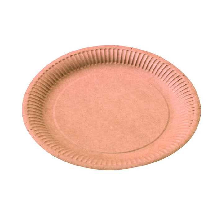 Assiette ronde en carton brun - Ø 23 cm - 50 unités