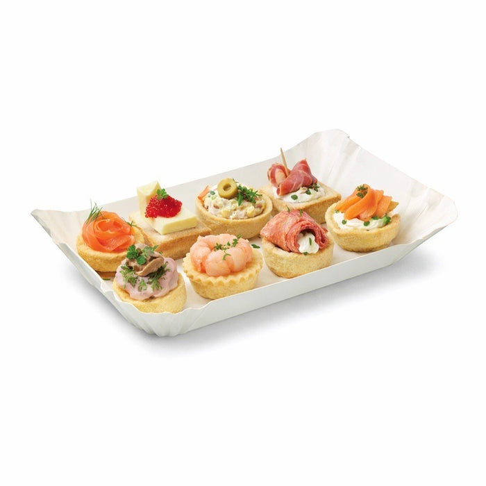 Assiette barque en carton blanc 18 cm x 12 cm x 5 cm - 250 unités