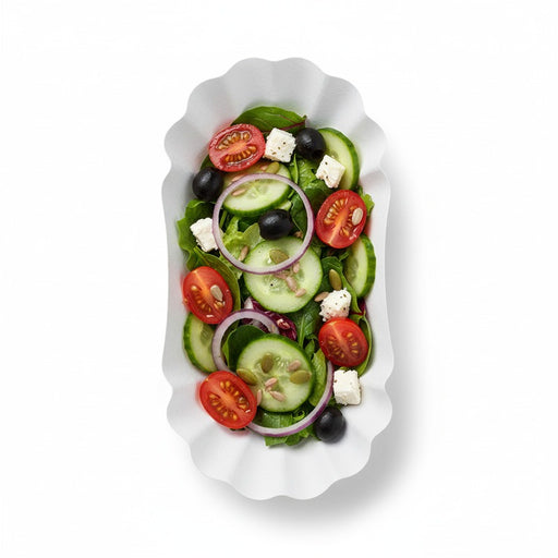 Assiette creuse ovale en carton laminé blanc 19,5 cm x 11 cm x 3,2 cm - 250 unités