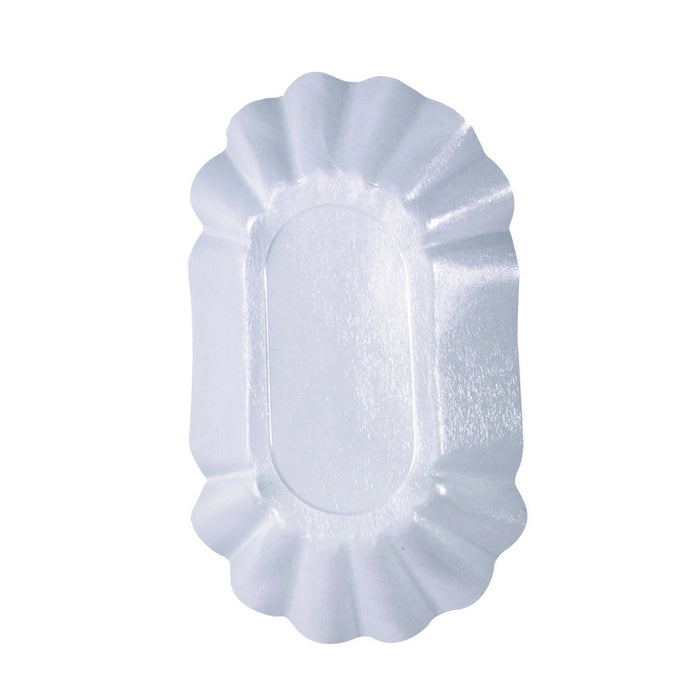 Assiette creuse ovale en carton laminé blanc 22 cm x 14 cm x 3,75 cm - 250 unités