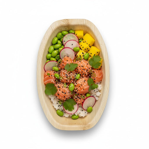 Plateau ovale en palmier 36 cm x 24 cm x 2,7 cm - 10 unités