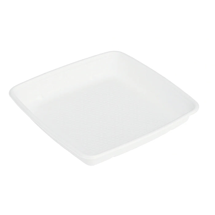 Saladier carré blanc en pulpe sans couvercle - 1000 ml - 23,5 cm x 23,5 cm x 2,8 cm - 25 unités