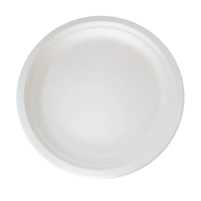 Assiette ronde blanche en pulpe - 22 cm x 22 cm - 50 unités