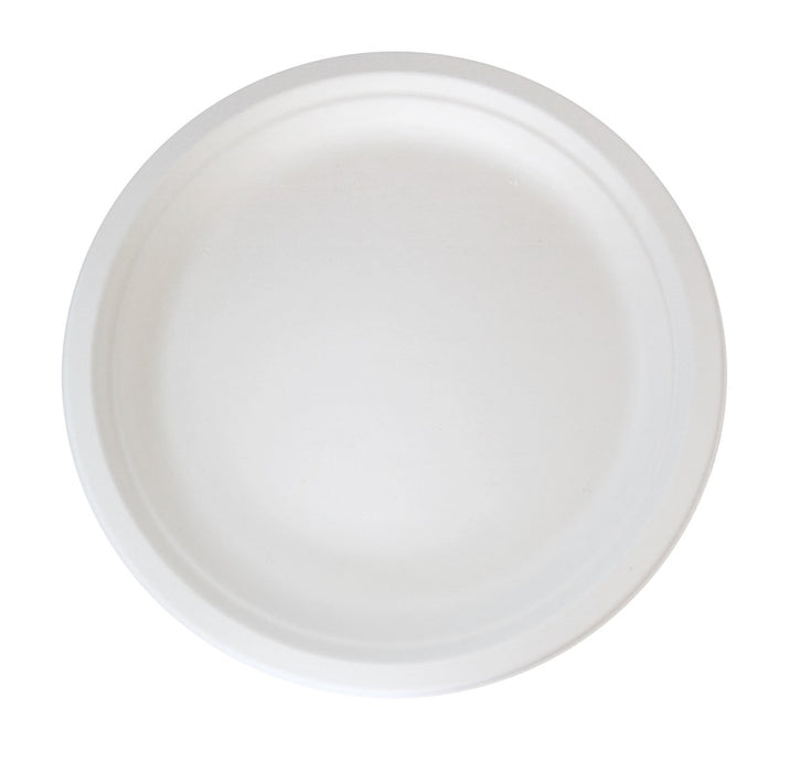 Assiette ronde blanche en pulpe - 24,2 cm x 24,2 cm x 2,3 cm - 25 unités