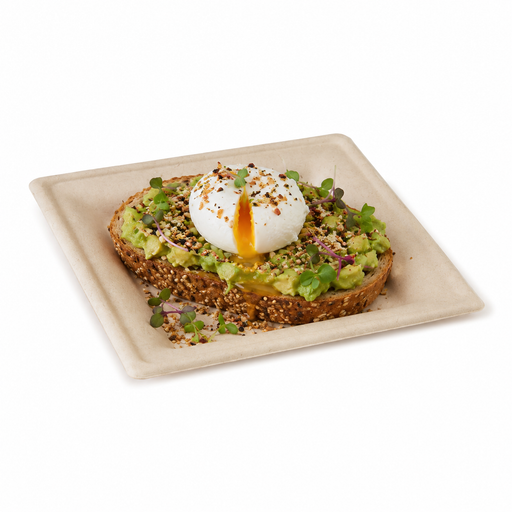 Assiette carrée brune en pulpe - 26 cm x 26 cm - 125 unités