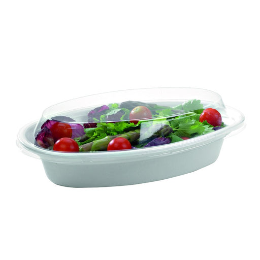 Saladier blanc ovale en pulpe 700 ml 23 cm x 14 cm x 5 cm - 100 unités