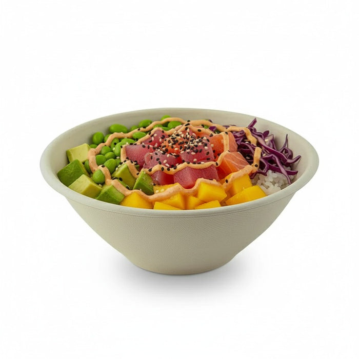 Bol rond brun en pulpe "Poke" 1200 ml - Ø 19,6 cm - H 7,6 cm - 125 unités