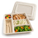 Couvercle en pulpe pour plateau repas 5 compartiments - 28,6 cm x 22,5 cm x 1,45 cm - en situation
