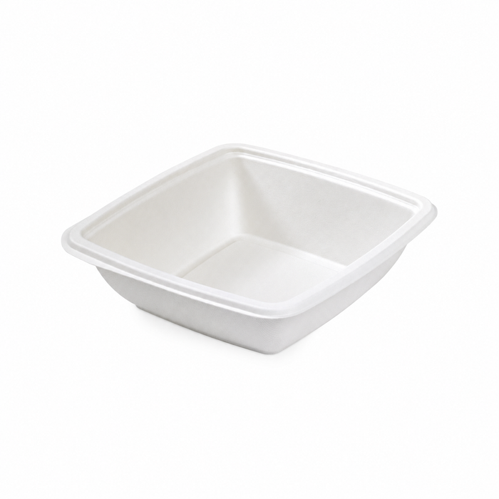 Saladier carré blanc en pulpe 750 ml 19,5 cm x 19,5 cm x 4,5 cm - 30 unités