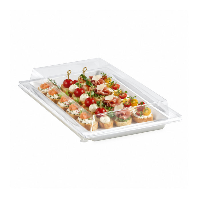 Couvercle PET transparent pour plateau "Atlas" 27,2 cm x 19,3 cm x 3,3 cm - 100 unités