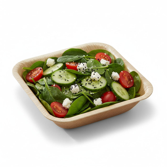 Bol carré en palmier - 180 ml - 12 cm x 12 cm - H 3 cm - 10 unités