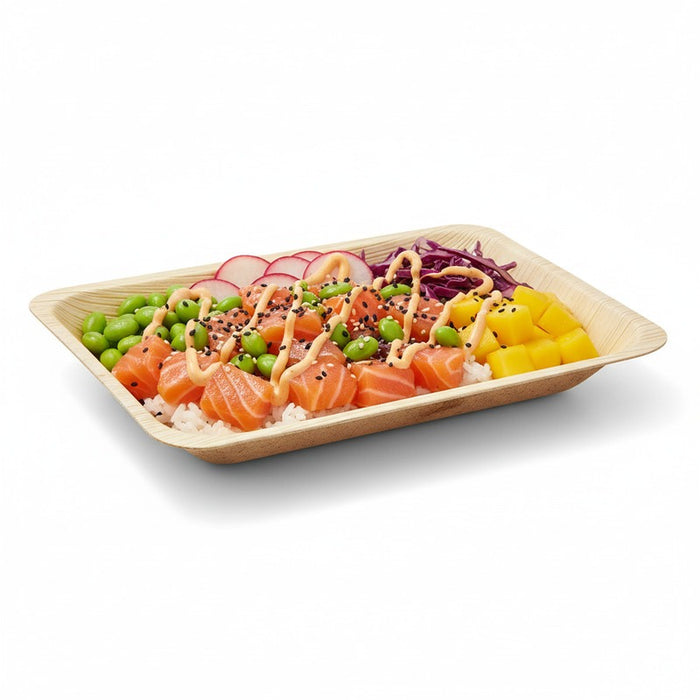 Assiette rectangulaire en bois "Scandinavie" 19 cm x 14 cm x 1,8 cm - 25 unités