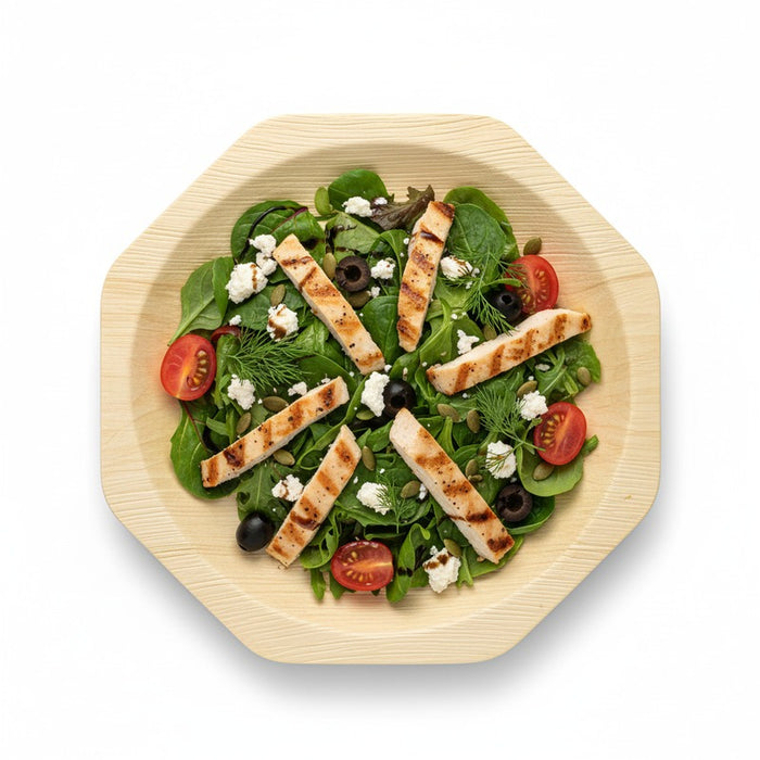 Assiette octogonale en bois "Scandinavie" 26 cm x 22 cm - 10 unités