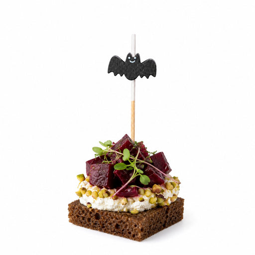 Pique bambou décor chauve-souris noire - 10,5 cm - en situation