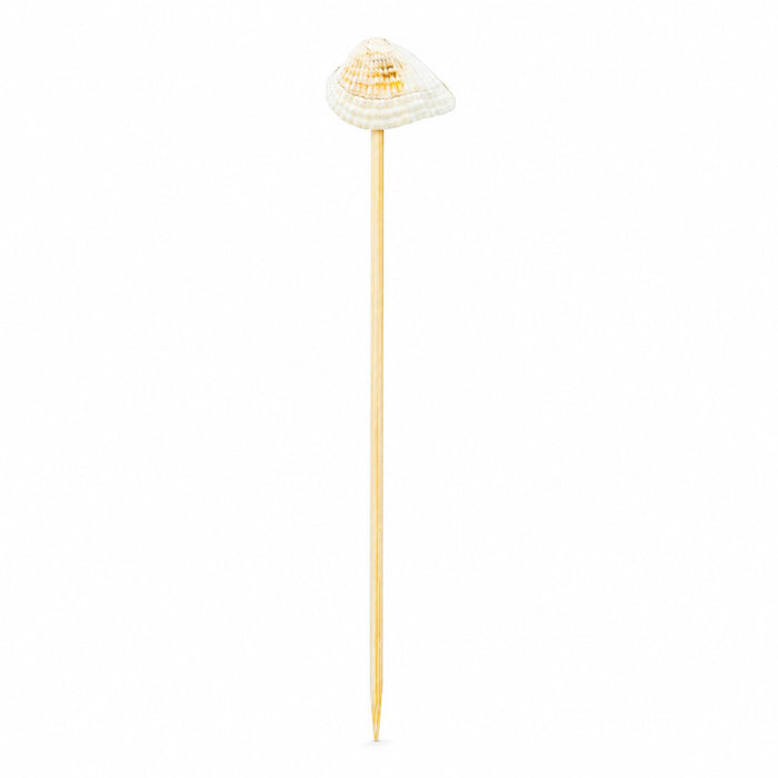 Pique bambou décor coquillage - 10,5 cm