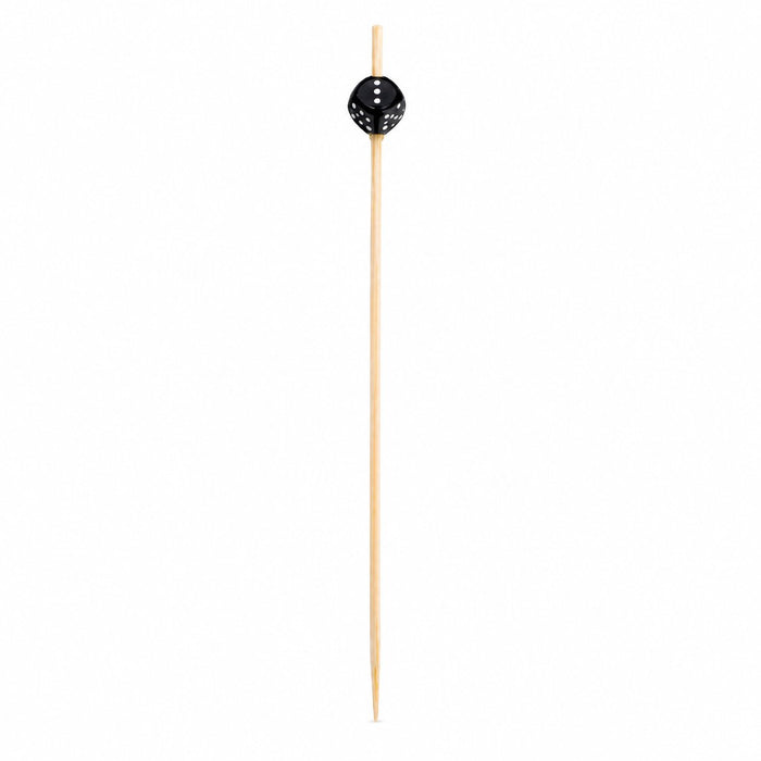 Pique bambou décor dé noir - 10 cm