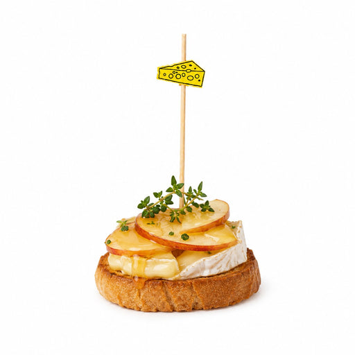 Pique bambou décor fromage jaune - 10 cm - en situation
