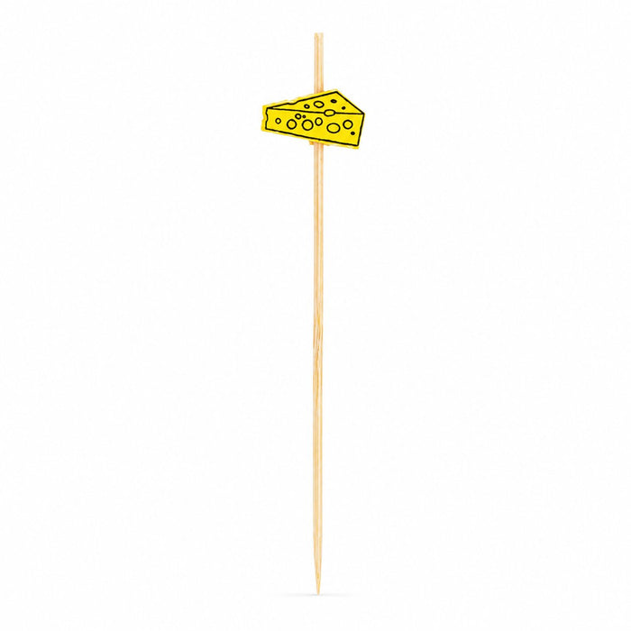 Pique bambou décor fromage jaune - 10 cm