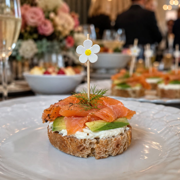 Pique bambou décor marguerite blanche - 10,5 cm - ambiance