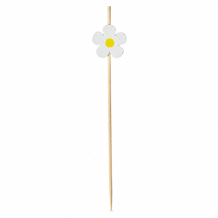 Pique bambou décor marguerite blanche - 10,5 cm