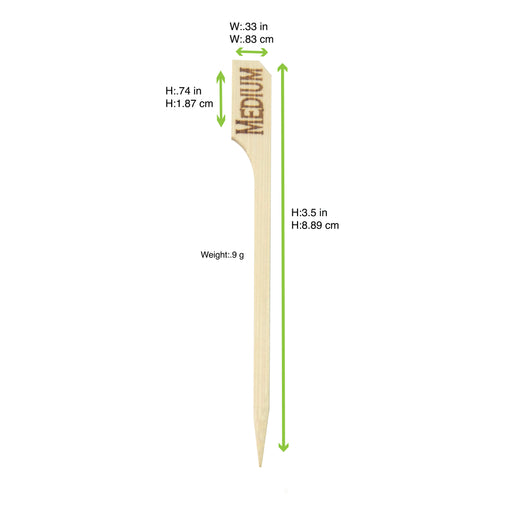 Pique steak bambou "Teppo Gushi" Medium (à point) en boîte présentoir - 9 cm - 100 unités