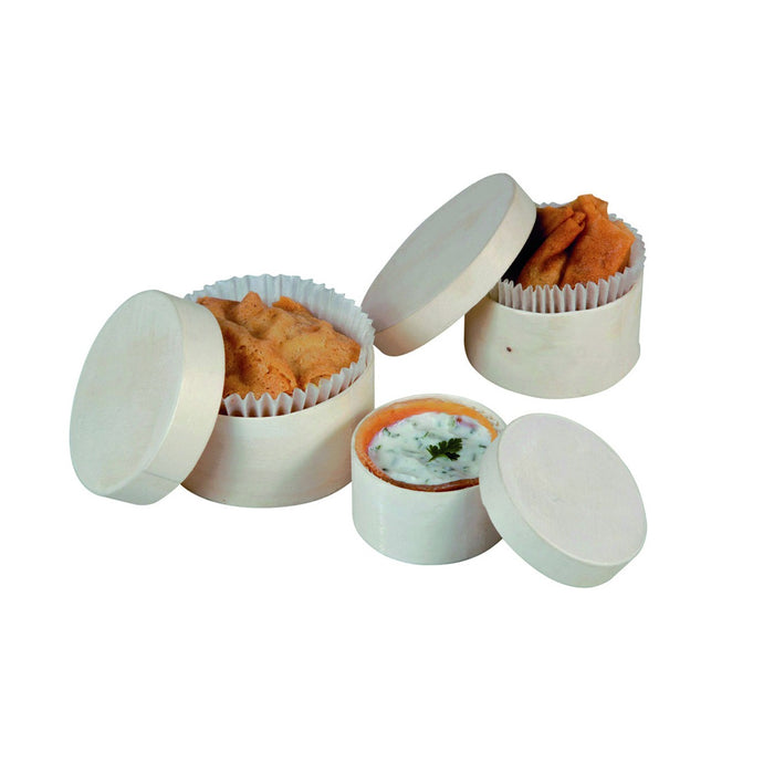 Ensemble de 3 boites bois rondes avec couvercle (diamètre 4,8  5,8 et 6,5 cm)  48x H25 mm, 96pcs